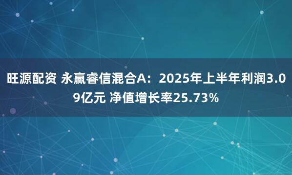 旺源配资 永赢睿信混合A：2025年上半年利润3.09亿元 净值增长率25.73%